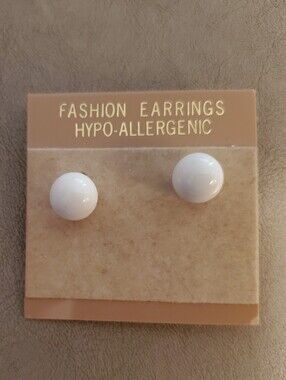 Hypo-Allergenic White Dome Stud Earrings by Fashion Earrings